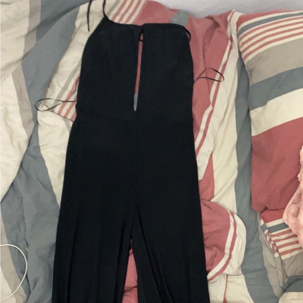 All black sleek jumpsuit and cutie shorts